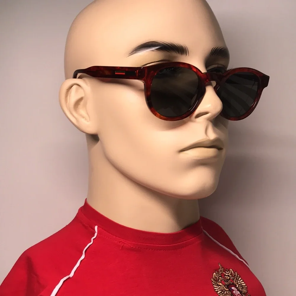 Gucci GG0825S 005 49 Havana Grey Round Sunglasses | New Authentic